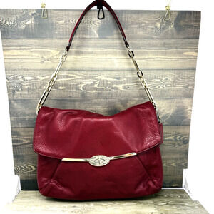 Coach Red Madison Leather Shoulder Flap Bag 26223 Chain Strap